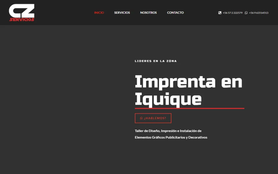Portada del sitio web de CZ Servicios