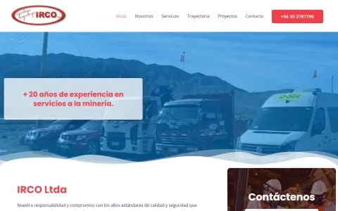 Portada del sitio web de IRCO Ltda.